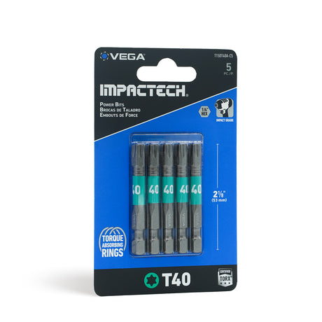 Impactech TORX 40 Power Bit x 2" - Carded 5pc