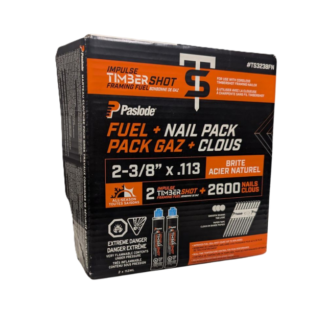 PASLODE TS3238FN Impulse TimberShot Framing Fuel+Nail Combo Pack - 3-1/4"  - 2-3/8