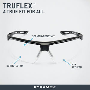 PYRAMEX  TruFlex Half Frame Clear Lens Safety Glasses With H2X Anti-fog