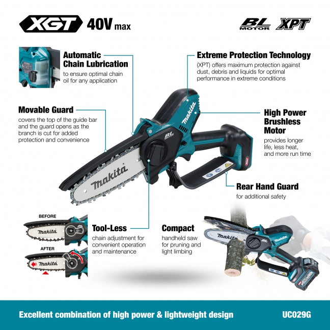 Makita UC029GZ 40Vmax XGT Brushless 6" Pruning Saw (Tool Only)