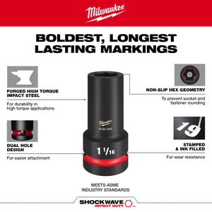 Milwaukee 49-66-7840 SHOCKWAVE Impact Duty™ 1” Drive 7PC MM & SAE Wheel Service Socket PACKOUT™ Set