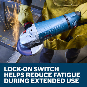 BOSCH GWS25-180PR 7 In. Large Angle Grinder – 15 Amp W/ No-Lock On Trigger Switch and Rotatable Main Handle