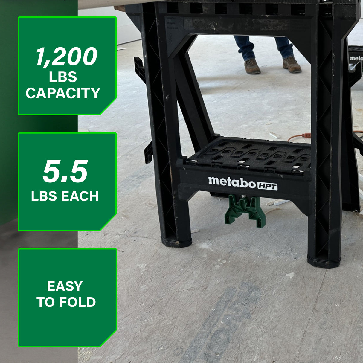 metabo HPT 115772M Heavy Duty Folding Sawhorses- 2 Pack