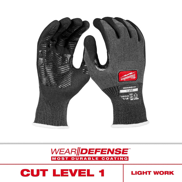 Milwaukee 48-73-6911 Cut Level 1 Nitrile Dipped Gloves with WEAR-DEFENSE Protection main image