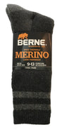 BERNE MERINO Wool All Purpose Crew Socks Charcoal Grey - 1 Pack - Mississauga Hardware Centre Inc