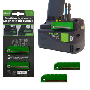 StealthMount BH-FT-GRN-2 Magnetic Bit Holder for Festool 18v Tools (2 Pack) Green