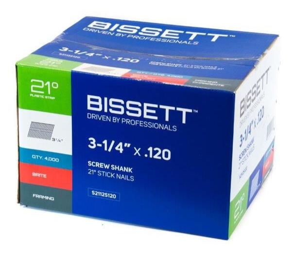 BISSETT 3 - 1/4 21 Degree Strip Nails - Mississauga Hardware Centre Inc