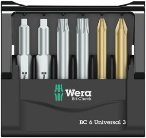 WERA 05136380001 Bit-Check 6 Universal 3, 6 pieces