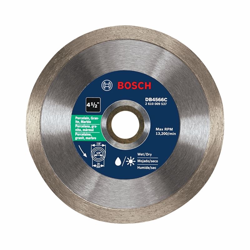 Bosch | DB4566C 4 - 1/2 In. Premium Plus Continuous Rim Diamond Blade for Clean Cuts - Mississauga Hardware Centre Inc