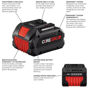 Bosch GBA18V60 - 2PK 18V CORE18V® Lithium - Ion 6 Ah High Power Battery - 2 - Pack - Mississauga Hardware Centre Inc