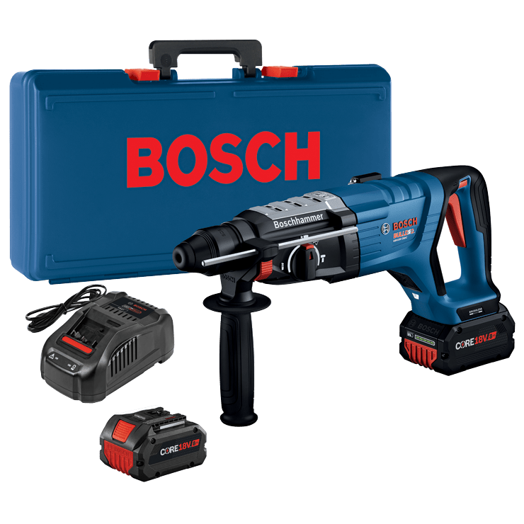 Bosch GBH18V - 28DCK24 18V Brushless Connected - Ready SDS - plus® Bulldog™ 1 - 1/8 In. Rotary Hammer Kit with (2) CORE18V 8 Ah High Power Batteries - Mississauga Hardware Centre Inc