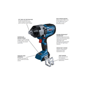 Bosch | GDS18V - 1180CN PROFACTOR 18V Connected - Ready 3/4 In. Impact Wrench with Friction Ring and Thru - Hole - Mississauga Hardware Centre Inc