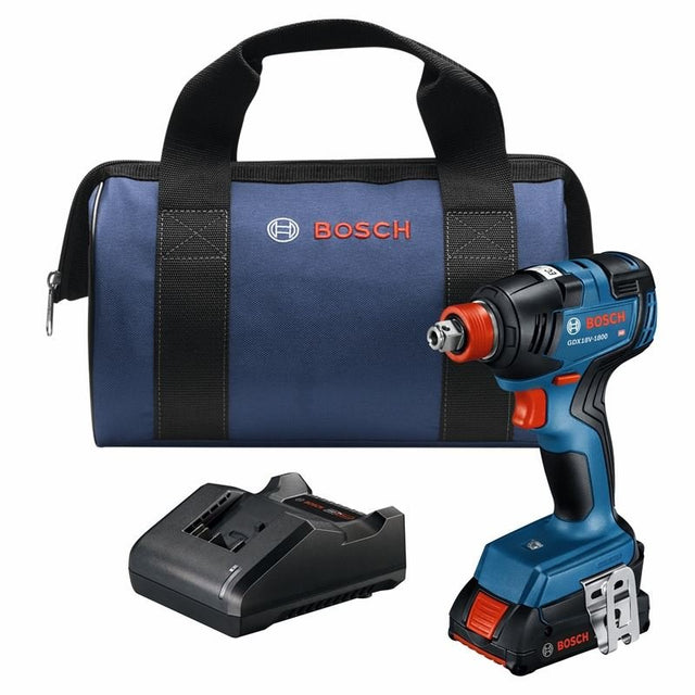 Bosch GDX18V - 1800B12 18V Two - In - One 1/4 In. and 1/2 In. Bit/Socket Impact Driver/Wrench Kit with 2 Ah Standard Power Battery - Mississauga Hardware Centre Inc
