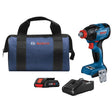Bosch GDX18V - 1860CB15 18V Connected - Ready Two - In - One 1/4 In. and 1/2 In. Bit/Socket Impact Driver/Wrench Kit with (1) CORE18V 4 Ah Advanced Power Battery - Mississauga Hardware Centre Inc