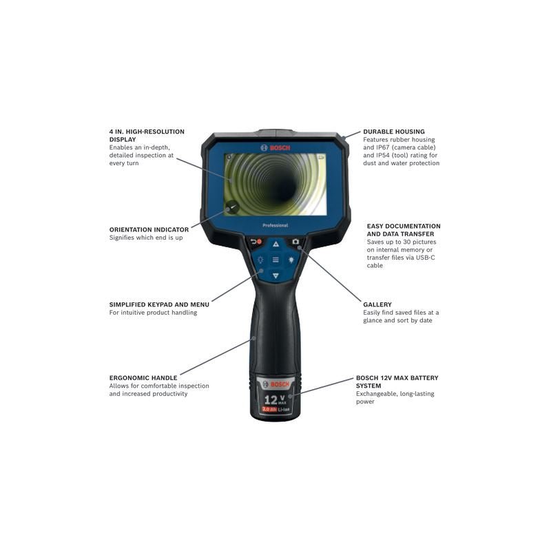 Bosch | GIC4 - 23C 12V Max Connected 5 Ft. Handheld Inspection Camera - Mississauga Hardware Centre Inc