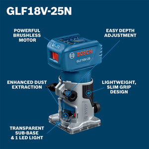 Bosch GLF18V - 25N 18V Laminate Trim Router - Mississauga Hardware Centre Inc