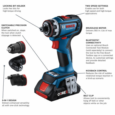 Bosch GSR18V - 800FCB24 18V Drill/Driver with 5 - In - 1 Flexiclick® System - Mississauga Hardware Centre Inc