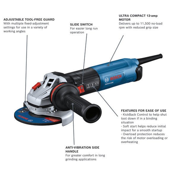 Bosch GWS14 - 50B 5 In. Angle Grinder with Brake - Mississauga Hardware Centre Inc
