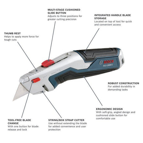 Bosch H11 - 13000 - 1 Retractable Utility Knife - Mississauga Hardware Centre Inc
