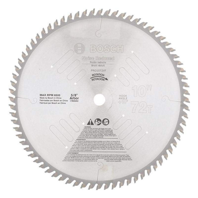 Bosch | PRO1072VF 10" 72 Tooth Noise/Vibration - Reduced Circular Saw Blade - Mississauga Hardware Centre Inc