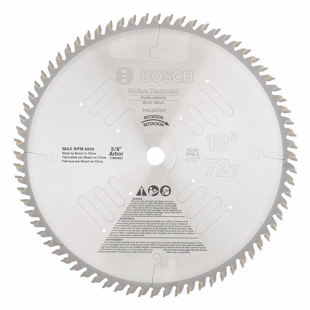 Bosch | PRO1072VF 10" 72 Tooth Noise/Vibration - Reduced Circular Saw Blade - Mississauga Hardware Centre Inc