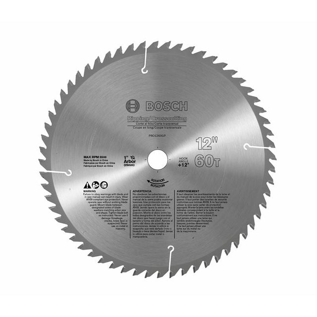Bosch | PRO1260GP 12" 60 Tooth General - Purpose Woodworking Circular Saw Blade - Mississauga Hardware Centre Inc