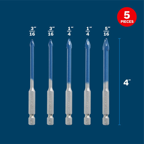 Bosch PTBX05 5 pc. Porcelain Tile Drill Bit Set - Mississauga Hardware Centre Inc