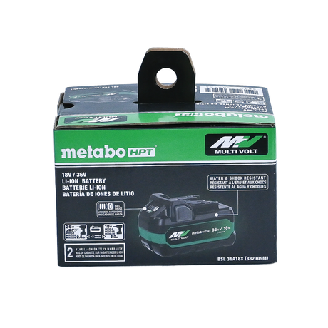 metabo HPT 382309M 18V/36V (5.0Ah/2.5Ah) MultiVolt™ Lithium Ion Water & Impact Resistant Battery