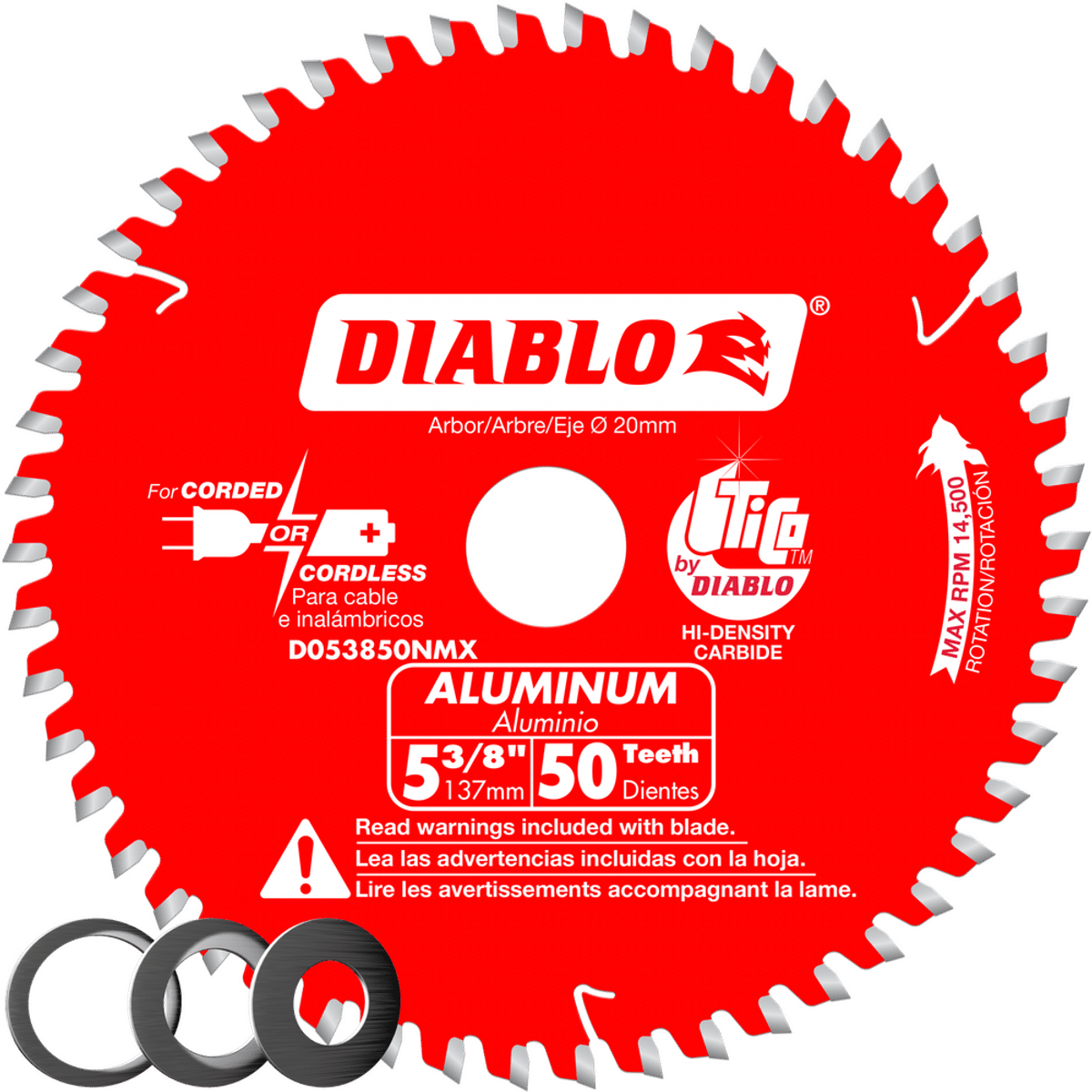 Diablo D053850NMX 5-3/8" x 50-Teeth Saw Blade for Medium Aluminum