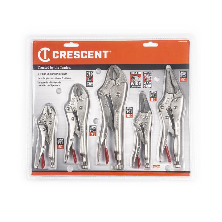 Crescent CLP5SETN - 08 5 Piece Curved and Long Nose Locking Plier Set - Mississauga Hardware Centre Inc