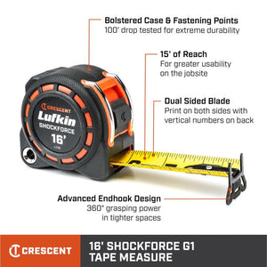 Crescent L1116 - 02 1 - 3/16" x 16' SHOCKFORCE™ G1 Dual Sided Tape Measure - Mississauga Hardware Centre Inc