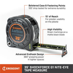 Crescent L1135B - 02 1 - 3/16" x 35' Shockforce Nite Eye™ G1 Dual Sided Tape Measure - Mississauga Hardware Centre Inc