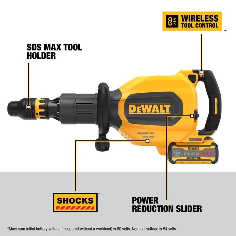 DEWALT DCH911Z2 60V MAX 27 LBS SDS MAX INLINE CHIPPING HAMMER - Mississauga Hardware Centre Inc