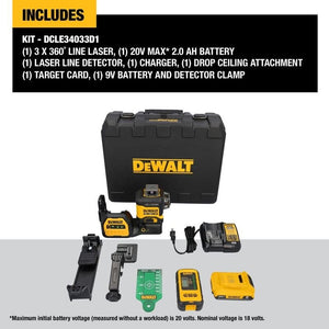DEWALT DCLE34033D1 20V MAX XR 3 x 360 High Precision Green Laser - Mississauga Hardware Centre Inc