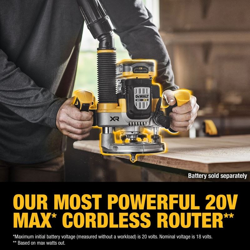 DEWALT DCW620B 20V MAX XR BRUSHLESS CORDLESS 2 - 1/4 PEAK HP PLUNGE ROUTER (TOOL ONLY) - Mississauga Hardware Centre Inc