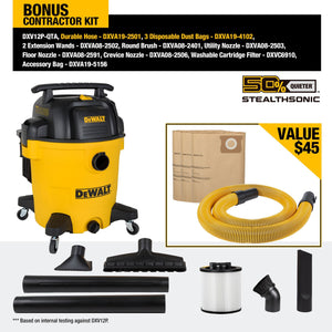 DEWALT DXV12PQTA 12 Gallon 5.5 PHP STEALTHSONIC QUIET VACUUM - Mississauga Hardware Centre Inc