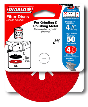 DIABLO CDF045050S04G 4 - 1/2" 50 - Grit Fiber Discs for Metal (4 - pk) - Mississauga Hardware Centre Inc