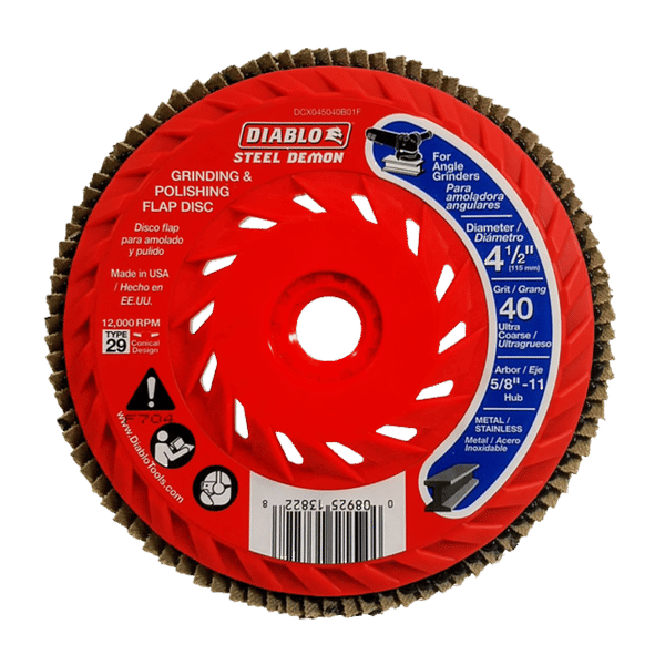DIABLO CDX045040B01F 4 - 1/2" 40 - Grit Steel Demon™ Flap Disc for Metal with Speed Hub - Mississauga Hardware Centre Inc