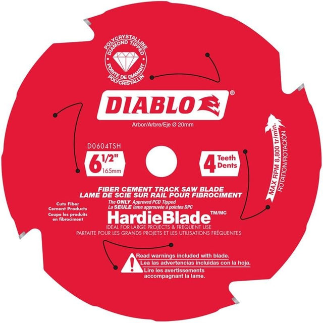 Diablo D0604TSH 6 - 1/2in 4 - Teeth Track Saw Blade for James Hardie and Fiber Cement - Mississauga Hardware Centre Inc