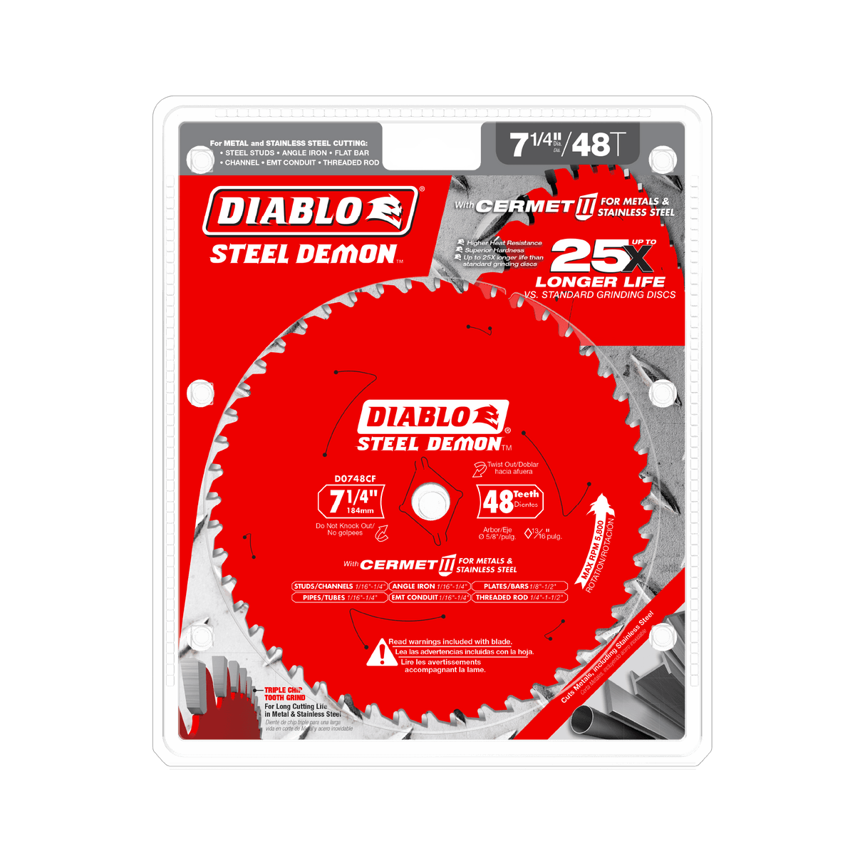 Diablo D0748CF 7 - 1/4" x 48 - Teeth Steel Demon™ Cermet II Saw Blade for Medium Metal - Mississauga Hardware Centre IncDIABLOD0748CFA