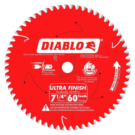 Diablo D0760A 7 - 1/4in x 60 - Teeth Ultra Finish Carbide Saw Blade for Wood - Mississauga Hardware Centre Inc