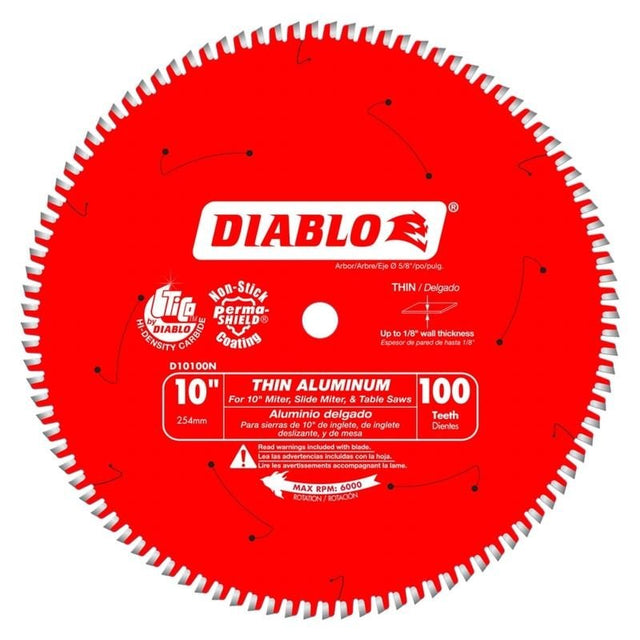 Diablo D10100N 10in x 100 - Teeth Saw Blade for Thin Aluminum - Mississauga Hardware Centre Inc