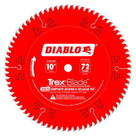 Diablo D1072CDC 10" x 72 - Teeth TrexBlade™ Saw Blade for Composites and Plastic - Mississauga Hardware Centre Inc