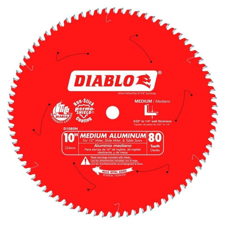 Diablo D1080N 10in x 80 - Teeth Saw Blade for Medium Aluminum - Mississauga Hardware Centre Inc