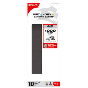 DIABLO DCS323100010W 1/3 Sheet 1000 - Grit Wet/Dry Sanding Sheets (10 - pc) - Mississauga Hardware Centre Inc