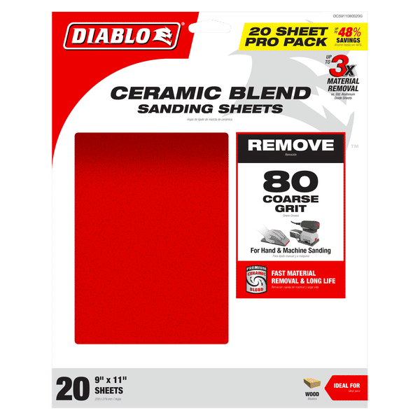 DIABLO DCS911080S20G 9" x 11" 80 - Grit (Coarse) Sanding Sheet (20 - pk) - Mississauga Hardware Centre Inc
