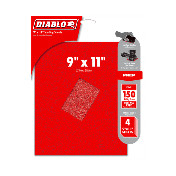 DIABLO DCS911150S04G 9" x 11" 150 - Grit Sanding Sheets (4 - pk) - Mississauga Hardware Centre Inc