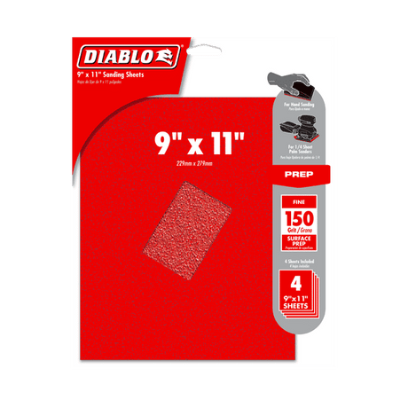 DIABLO DCS911150S04G 9" x 11" 150 - Grit Sanding Sheets (4 - pk) - Mississauga Hardware Centre Inc