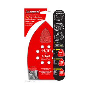DIABLO DCTDETVGPH10G 4 - 3/16" x 6 - 3/4" Assorted Hook & Lock™ MegaMouse Detail Sanding Sheets (10 - pk) - Mississauga Hardware Centre Inc