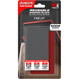 DIABLO DFB234DUOH01G 2 - 3/4" x 5" Reusable Hand Sanding Block - Mississauga Hardware Centre Inc